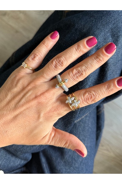 Rossetto Atelier İthal Özel Tasarım Çelik Peri Yüzük ( Size 8 )