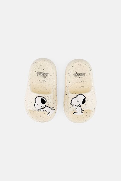 PEANUTS Toddlers Boy Slip On Slides, Off White