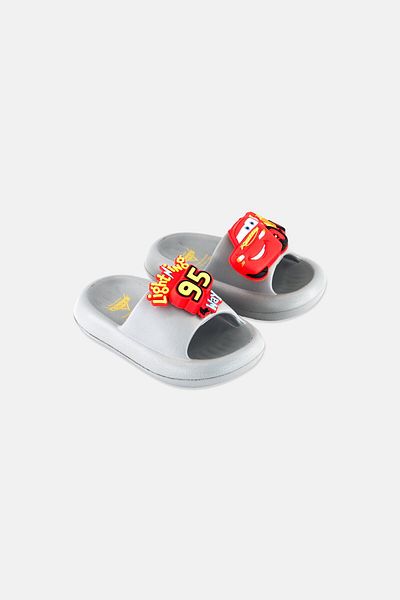 Disney Pixar Kids Boy Slip On Lightning McQueen Slides, Grey