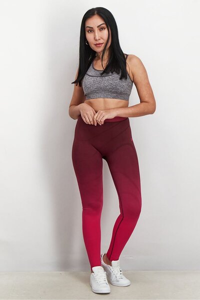 Reebok Women Sportswear Fit Color Block Training Leggings, Maroon and Purple