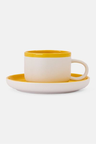 La Cafetiere Tea Cup And Saucer 290ml, Mustard