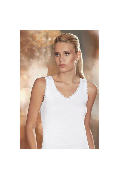 Narnuga Wide Strap Lace Rib Tank Top B610