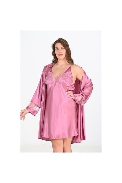 Narnuga Large Size 2-Piece Dried Rose Dressing Gown Set Large Size 6204