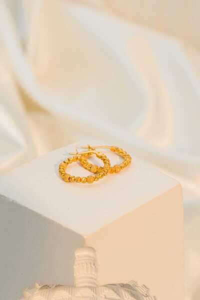 FERMAS KUYUMCULUK 14 Ayar Dorika Top Taneli Altın Küpe