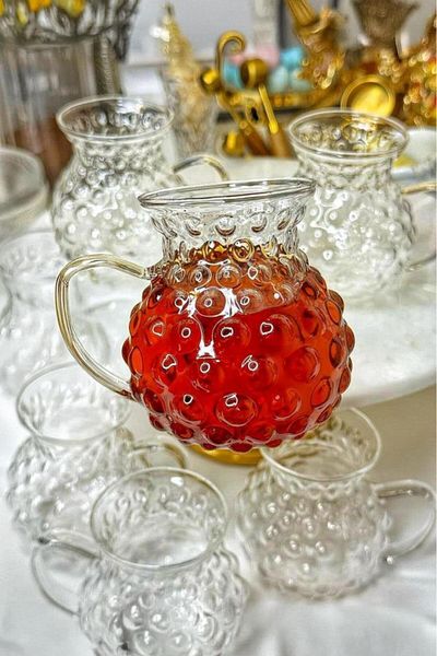 MİEN Mien 6-Person Borosilicate Drop Model Glass Tea Cup Bead Model Tea Cup
