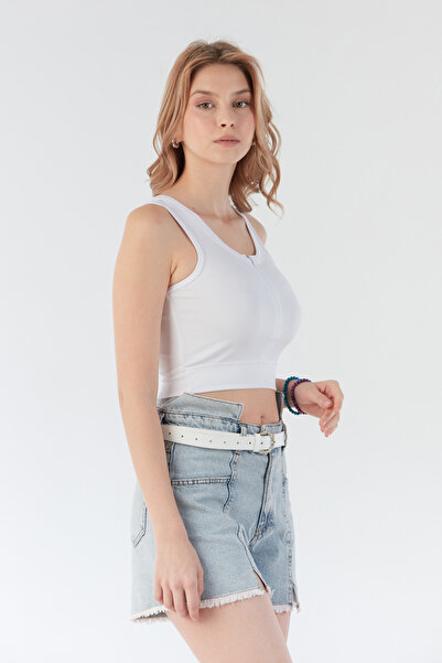 Fulla Moda Basic Front Zipper Crop Body