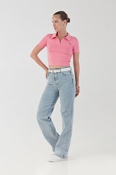 Fulla Moda Μπλουζάκι με λαιμόκοψη Polo με λεπτομέρεια αξεσουάρ στο γιακά