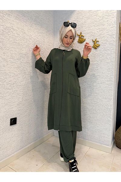 AYSUN AYDEMİR Lace Detail Zippered Summer Turkish Tracksuit Set