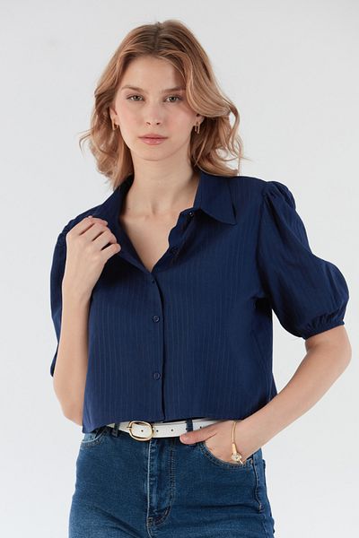 Fulla Moda Къса риза с раиран ръкав и балон