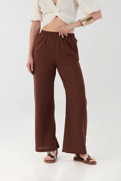 Fulla Moda Elastic Waist Pocket Linen Trousers