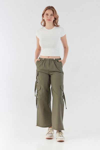 Fulla Moda Παντελόνι Parachute Fabric με ελαστική μέση