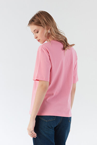 Fulla Moda Μπλουζάκι Oversize με κορδέλα και στάμπα με κείμενο