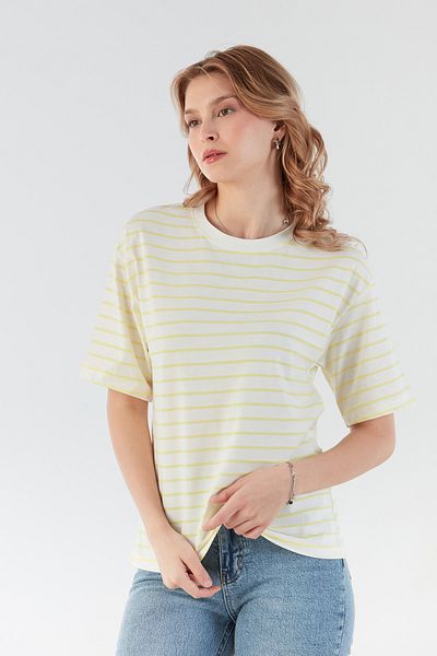 Fulla Moda Striped Crew Neck Oversize T-Shirt