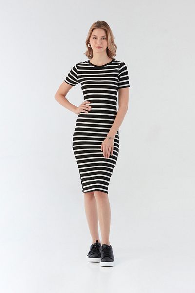 Fulla Moda Basic Ribbed Striped Dress