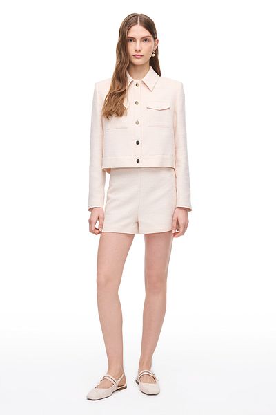 Perspective Zippered Linen Blend Shorts