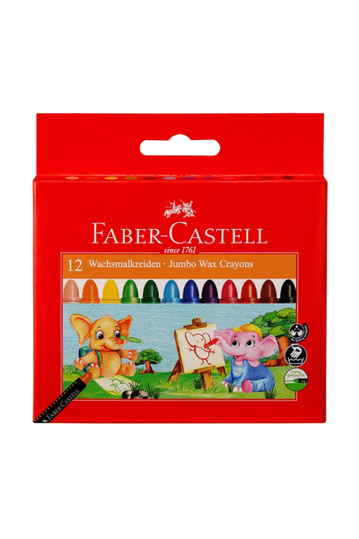 Faber Castell Süper Yıkanabilir Mum Boya, 12 Renk, Leke Bırakmaz, Jumbo Boy, ...