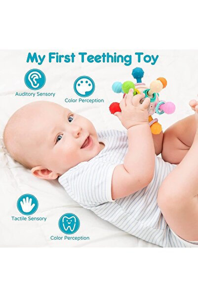 fulina Baby Teething Toys Set, Sensory Rattle & Chew Ball for 0-12 Months, BPA-Free Infant Teether for Newb