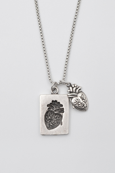 Bu Farklı Anatomik Kalp Bulmaca Kolye - Örme İthal Zincirli Unisex Gümüş Kapl...