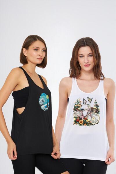 Moda Işık αθλητικό εσώρουχο 2 τμχ εμπριμέ μαύρο λευκό