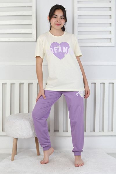 ZUZUNGA Dreamer Heart Printed Girl's Pajama Set