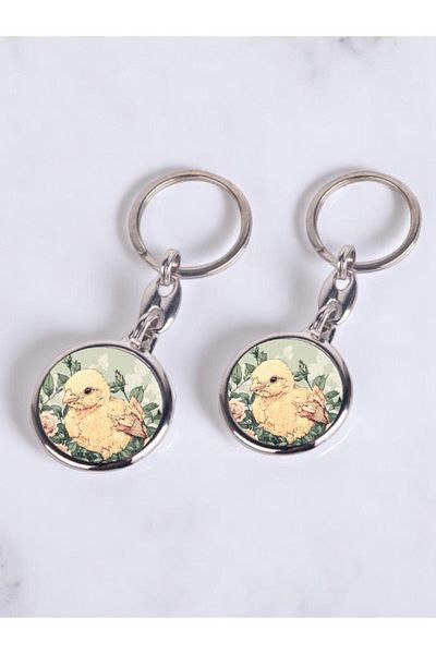 lili hediyelik Floral Chick Printed 2-Piece Keychain