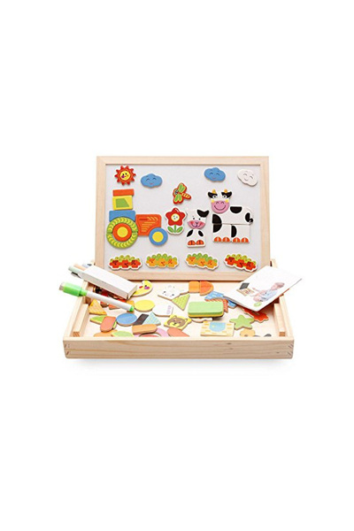 rexa ألعاب ألغاز الصور المقطوعة للأطفال، حامل خشبي مزدوج الجوانب، لوح مغناطيس...