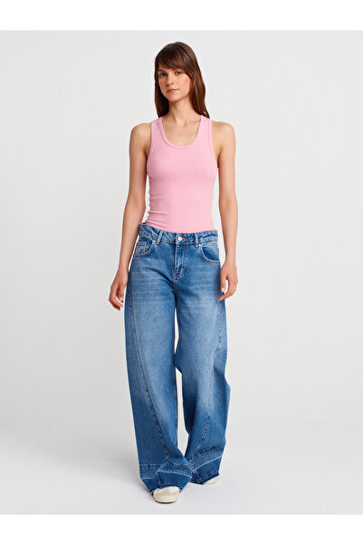 Dilvin 31805 Thick Strap Top-Dark Pink