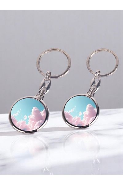 lili hediyelik Cloud Printed 2-Piece Keychain