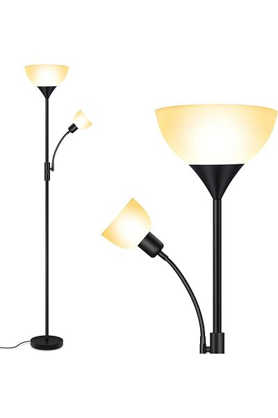 COOYA Modern Standing Floor Lamp,Light Arm & Head can be Adjusted,Energy Saving Bulb,23x170cm,Black