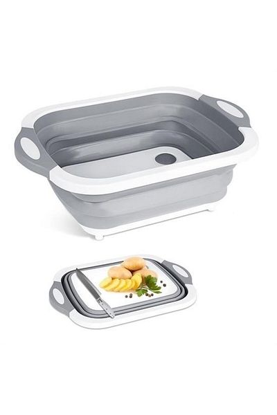 Skygo Cutting Board with Foldable Strainer and Basin