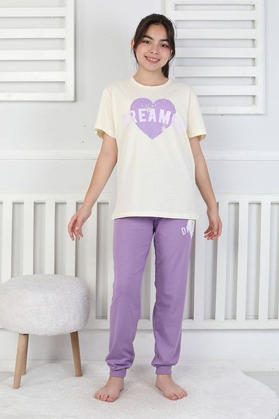 ZUZUNGA Dreamer Heart Printed Girl's Pajama Set