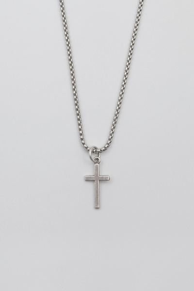Bu Farklı Minimalist Haç Kolye - Örme İthal Zincirli Unisex Gümüş Kaplama - 6...