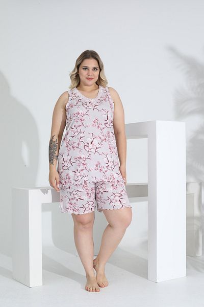 Evia Angelique Bamboo Fabric Sleeveless V Neck Women Shorts Suit 22065