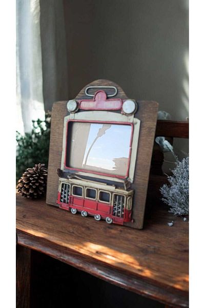 Hureggo Vintage Taksim-Tunnel Wood Metal Frame & 24 X19.5 cm