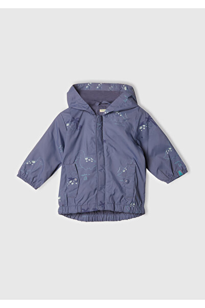 United Colors of Benetton Baby Purple Fully Printed Double Pocket Hooded Raincoat