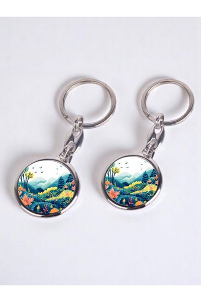 lili hediyelik Nature Theme Printed 2-Piece Keychain