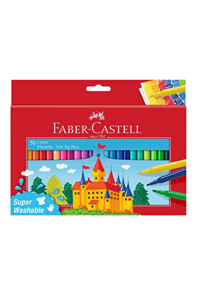 Faber Castell Süper Yıkanabilir Keçeli Kalem 50'li,Canlı ve Kalıcı Renkler,Ko...