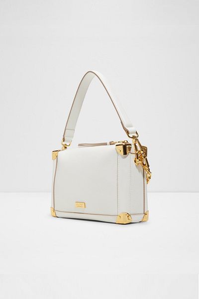 Aldo Valeriana - Women's Faux Leather White Top Zipper Medium Shoulder Bag