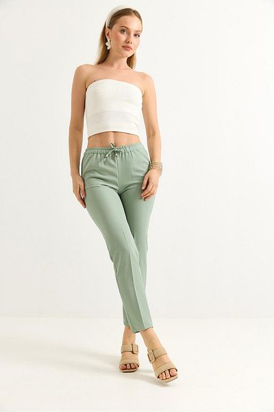 Raneel Kazançlı Alışveriş Elastic Waist Short Leg Double Crepe Trousers Çağla
