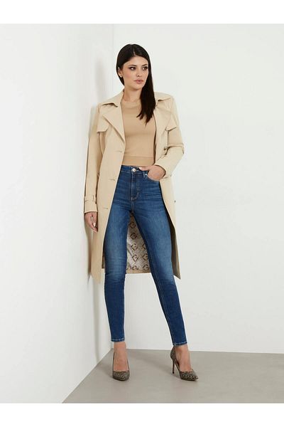 Guess Pantaloni de denim pentru femei, cu talie normală, cu picioare normale, skinny, albastru W4RA46D5921-ETSH