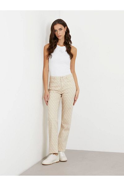 Guess Regular Waist Regular Fit Brown Women's Trousers W4Ra22Wfxba-G1L7