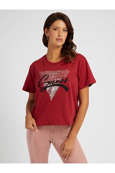Guess Tricou Ss Cn Rocsena pentru damă, cu croiala pătrată