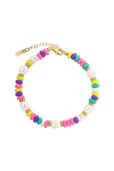 ohmygod jewelry Foot Bracelet Pearls, Colorful Beads and Gold Plated Silver Accessories, 20 Cm – Pez