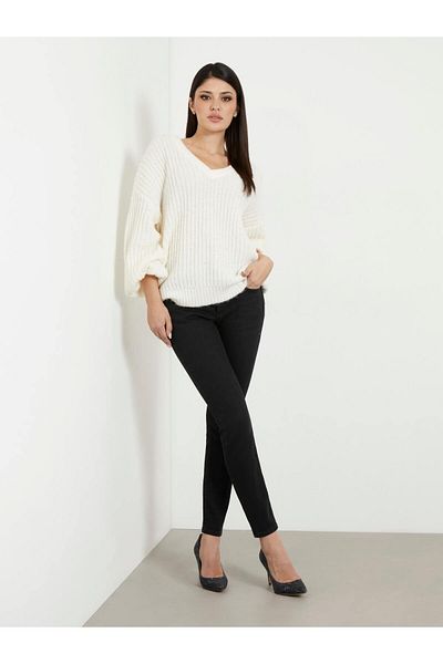 Guess Pantaloni din denim pentru femei, cu talie normală, cu picioare normale, skinny, negri W4RA34D59I1-FLRQ
