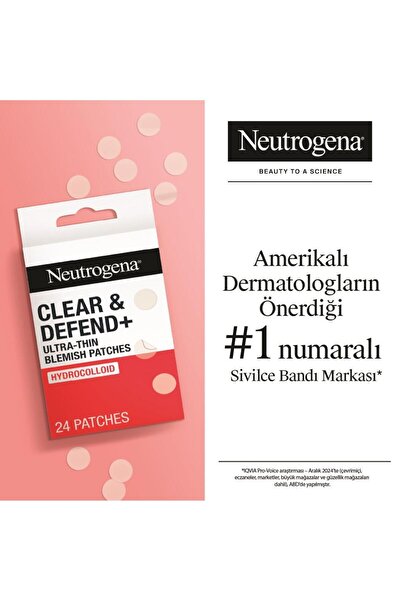 Neutrogena Clear & Defend Ultra Thin Blemish Patch Akne ve Sivilce Bandı 24'lü