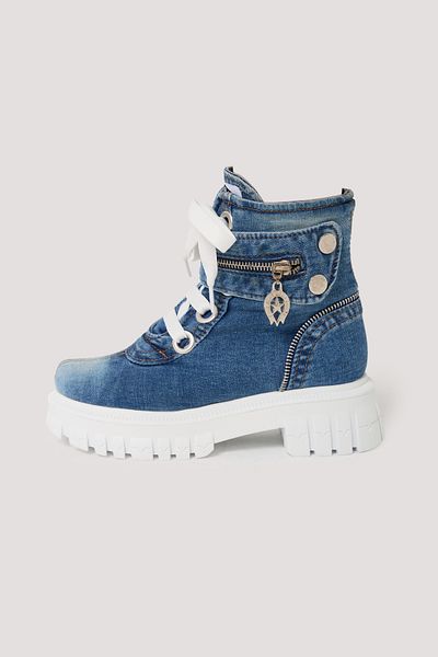 StarBlueMooN Women's Denim Boots with Summer Zipper and Ankle Support