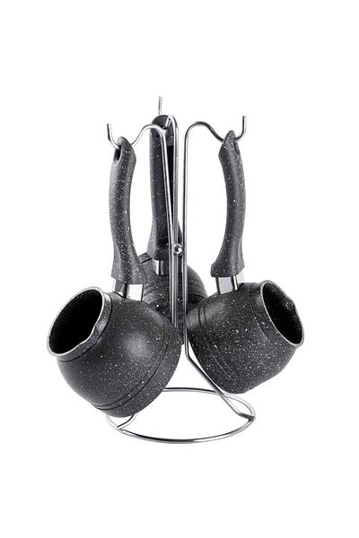 Tantitoni 4 Piece Gray Granite Coated Stand Coffee Pot Set
