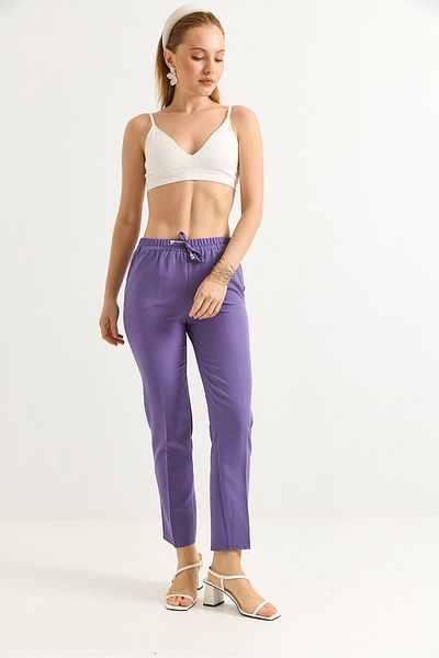 Raneel Kazançlı Alışveriş Elastic Waist Short Leg Double Crepe Trousers Lilac