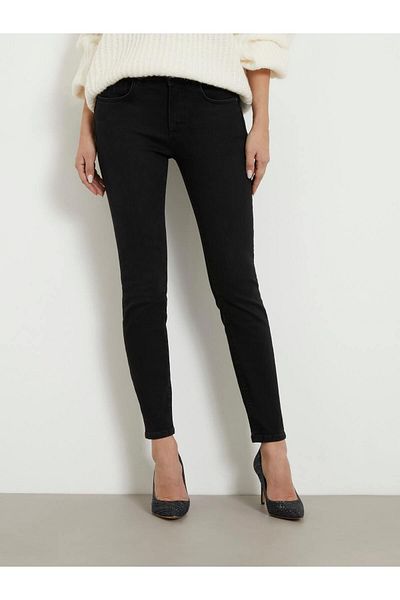 Guess Pantaloni din denim pentru femei, cu talie normală, cu picioare normale, skinny, negri W4RA34D59I1-FLRQ
