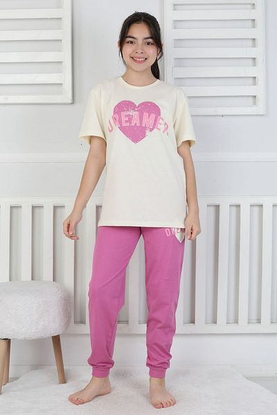 ZUZUNGA Dreamer Heart Printed Girl's Pajama Set